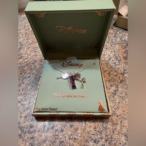 Disney Silver Necklace with Purple and Silver Charms